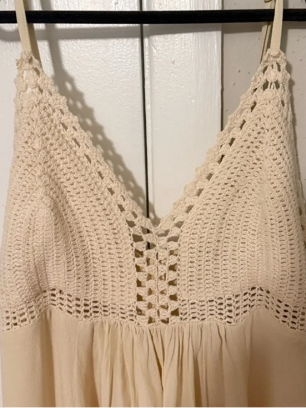 Lulu's Cream Maxi Dress with Crochet Bodice - Picture 7 of 9